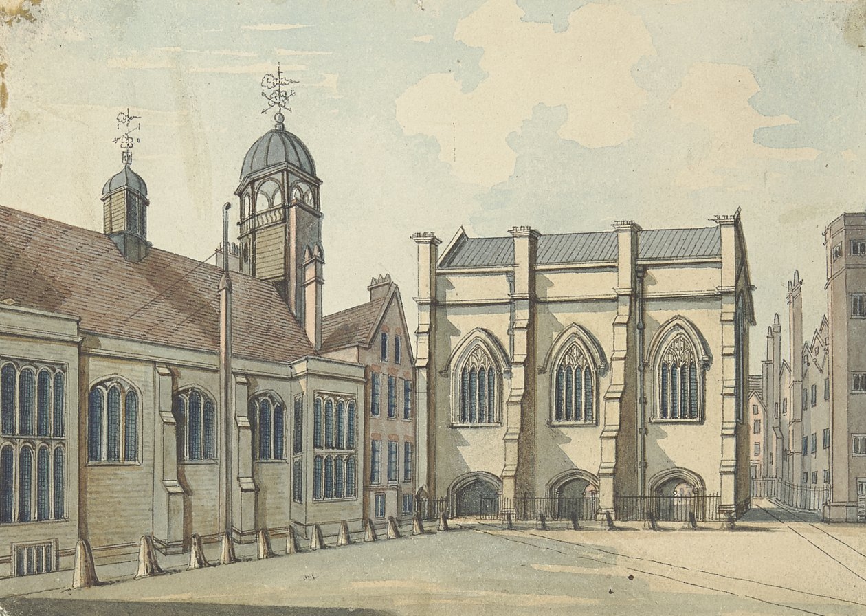 Lincolns Inn Hall and Chapel (toaleta z piórem i atramentem na graficie na papierze) autorstwa Samuel Ireland