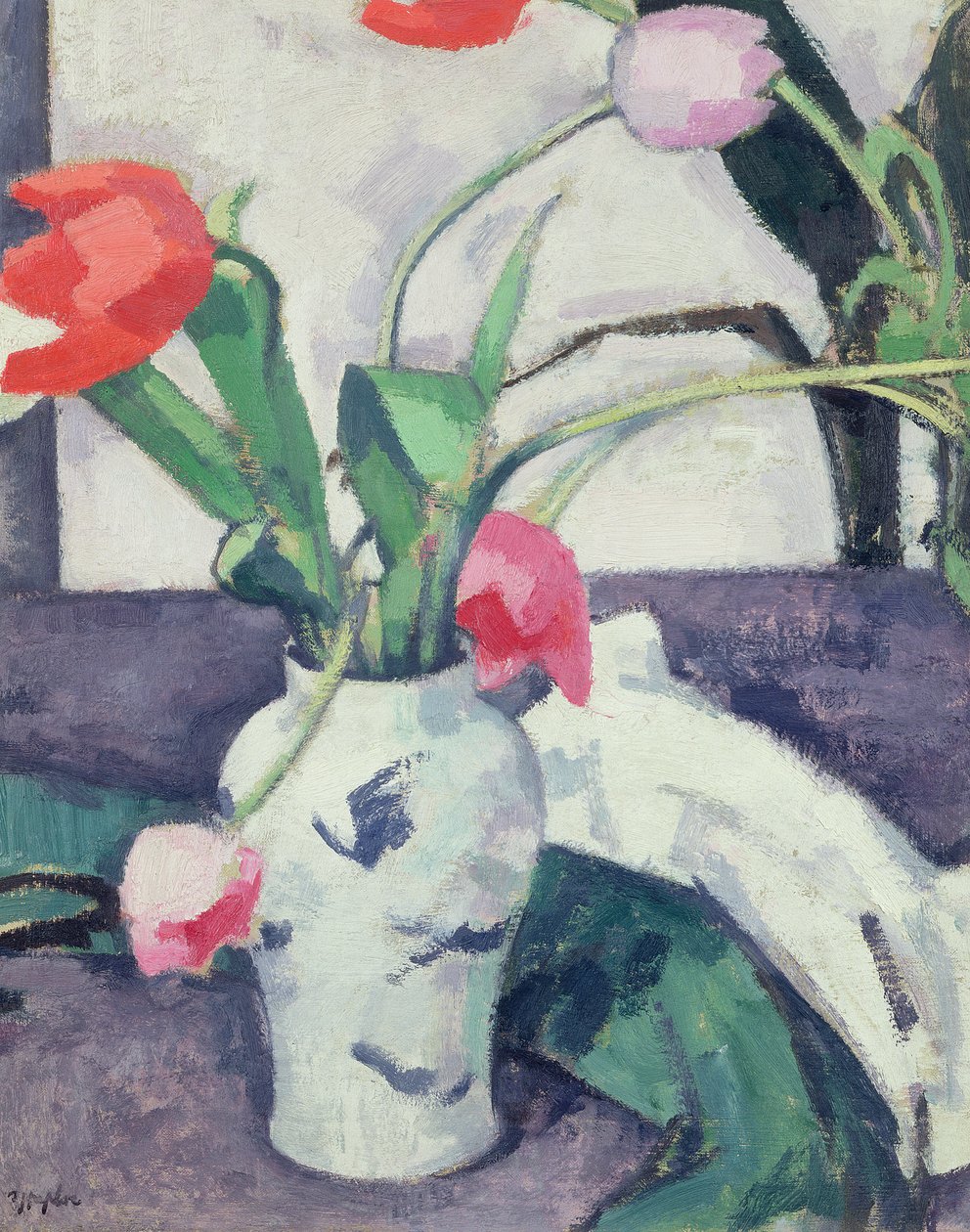 Martwa natura: Tulipany w chińskiej wazie, 1924 autorstwa Samuel John Peploe