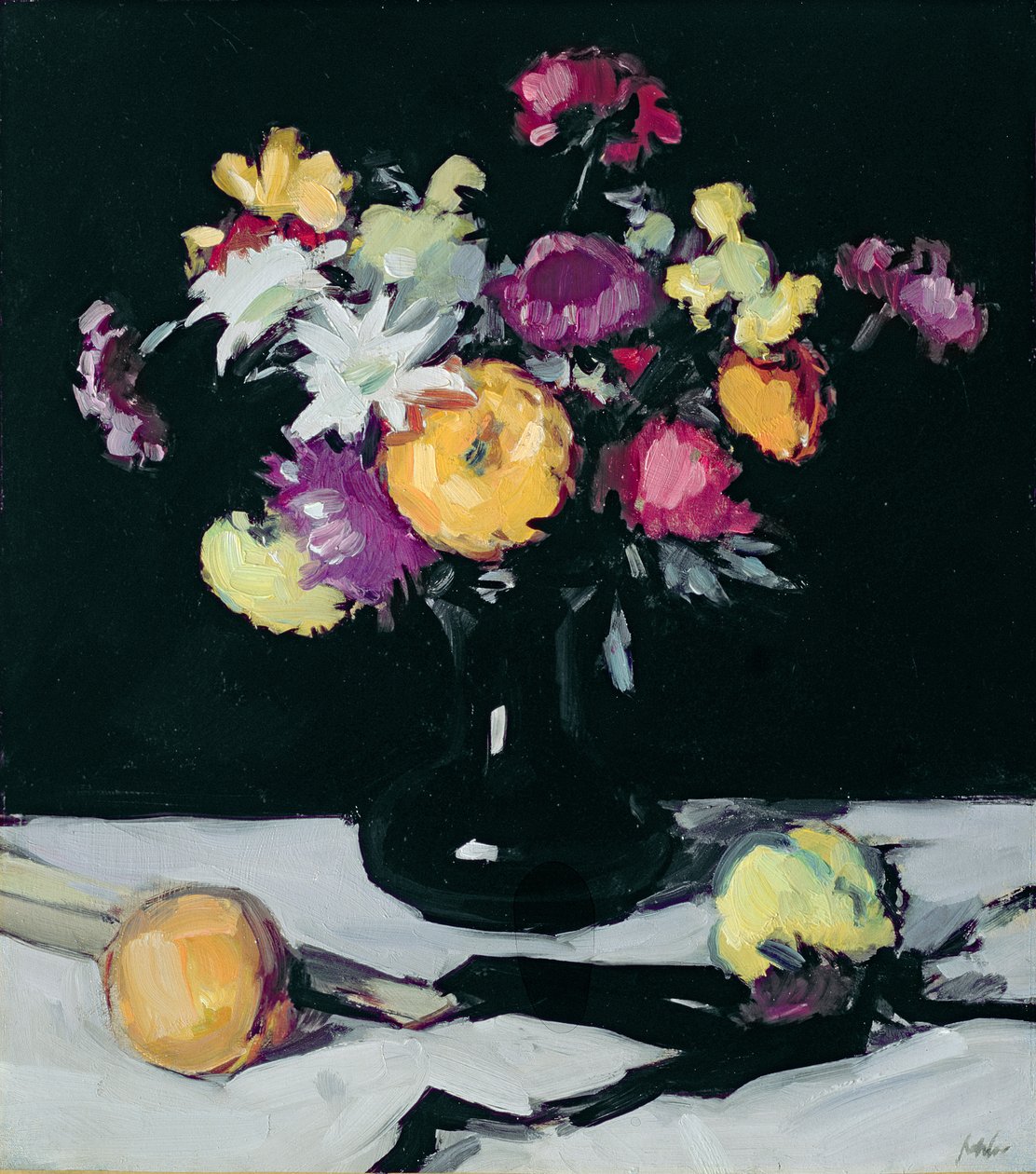 Martwa natura z chryzantemami przeciwko czerni, ok. 1912 autorstwa Samuel John Peploe