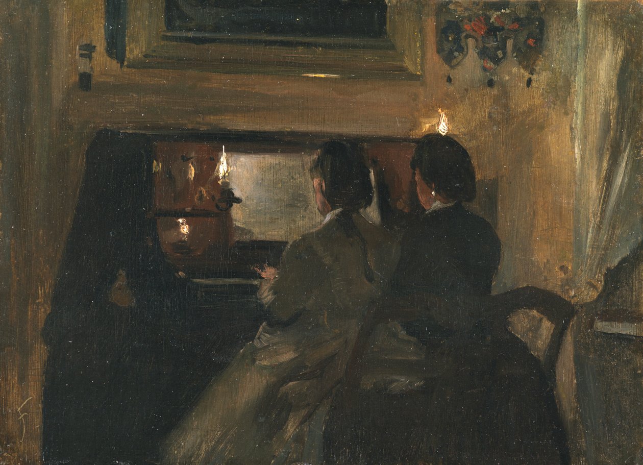 Duet (olej na papierze nałożony na deskę) autorstwa Samuel Luke Fildes