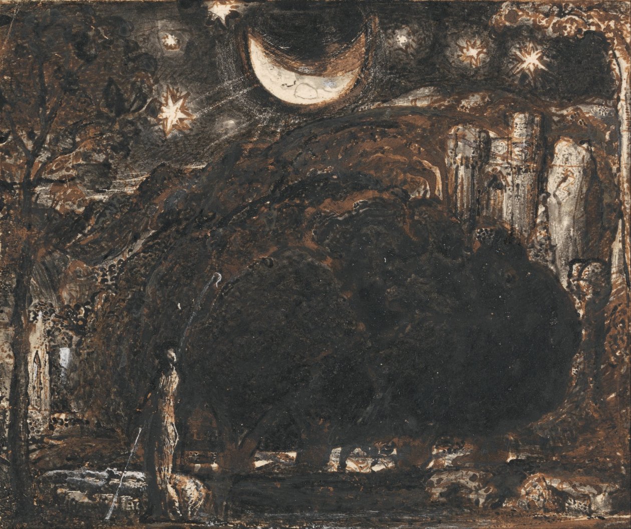 Pasterz i jego trzoda pod księżycem i gwiazdami autorstwa Samuel Palmer