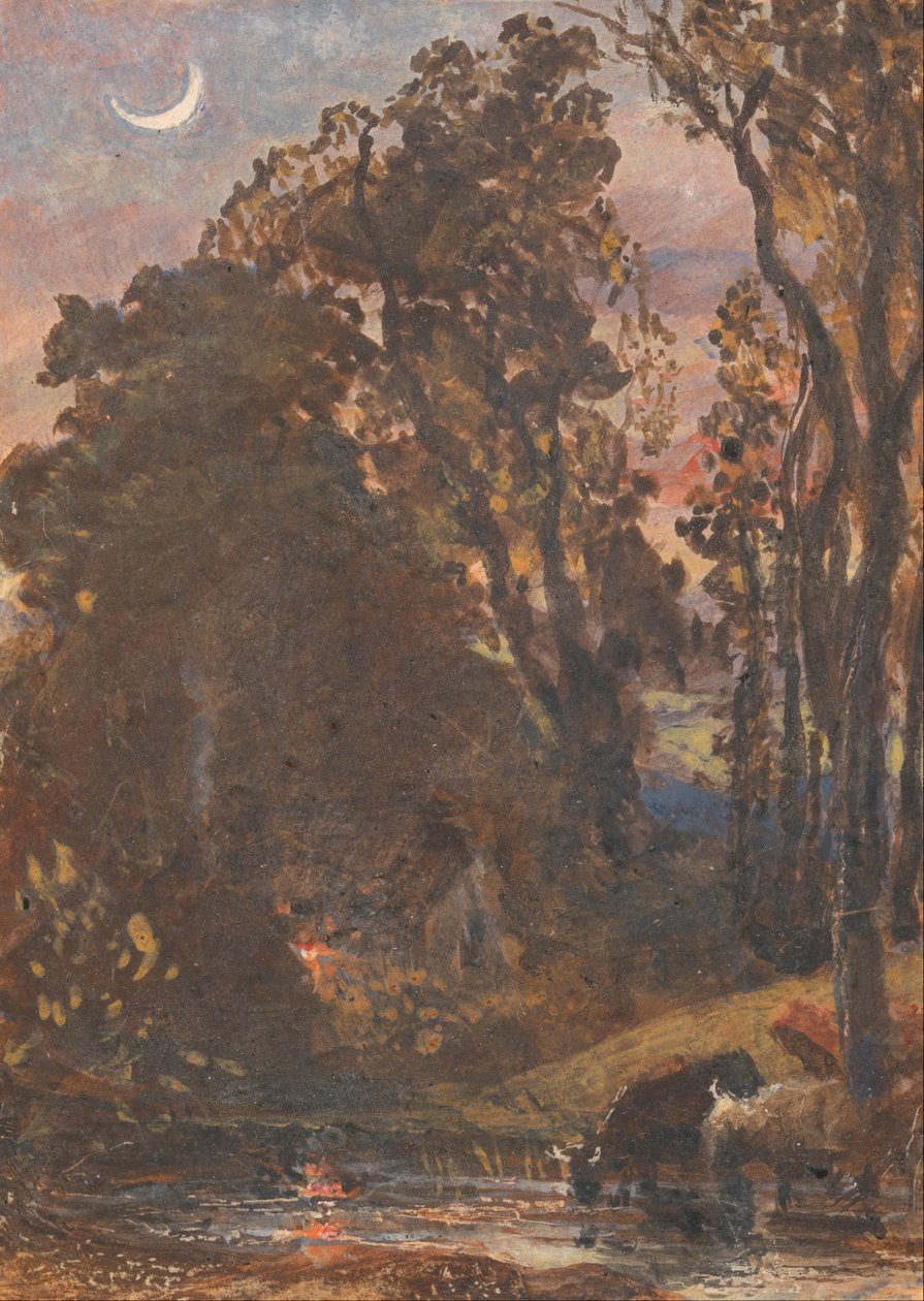 Wieczór, podlewanie bydła autorstwa Samuel Palmer