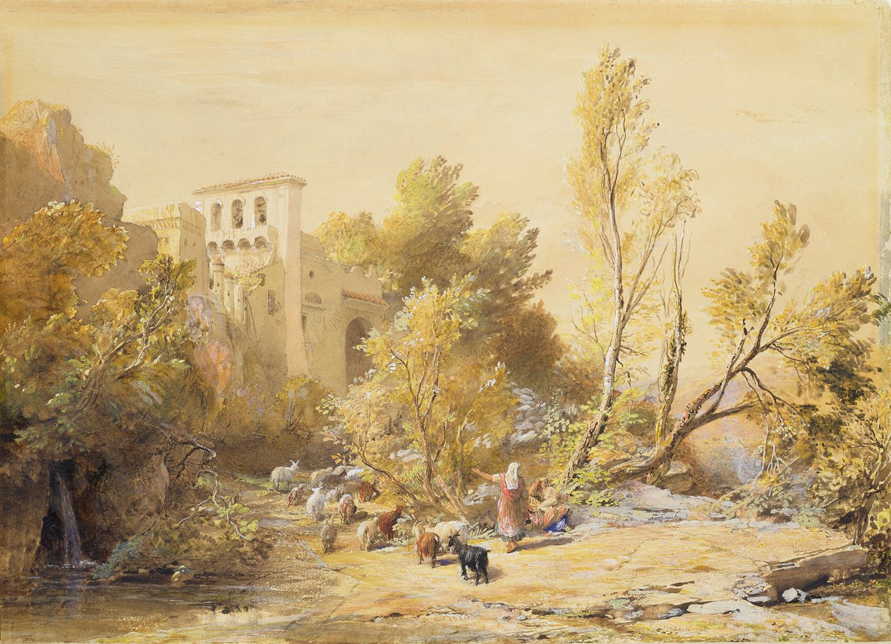 La Vocatella (kolor toalety i ciała na papierze) autorstwa Samuel Palmer