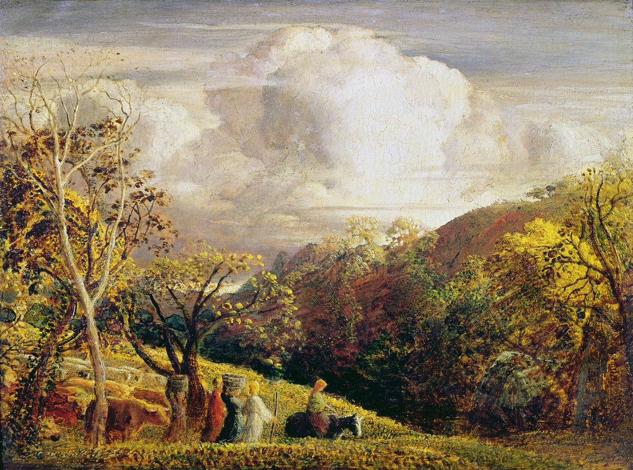 Krajobraz, postacie i bydło (wc i kolor nadwozia na papierze) autorstwa Samuel Palmer