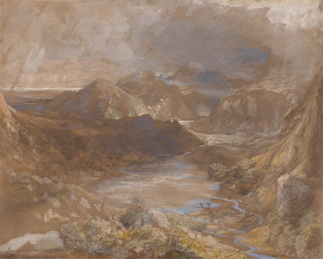 Llwyngwynedd i część Llyn-y-ddina między Capel Curig i Beddegelert, Północna Walia autorstwa Samuel Palmer