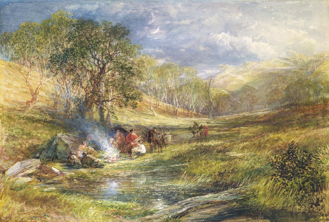 The Gypsy Dell — Moonlight (toaleta i kolor nadwozia z akcentami złota na papierze) autorstwa Samuel Palmer