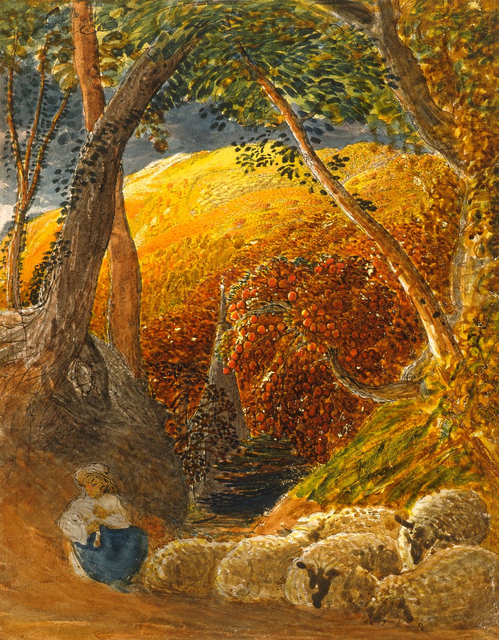 Magiczna Jabłoń (tusz i wc) autorstwa Samuel Palmer