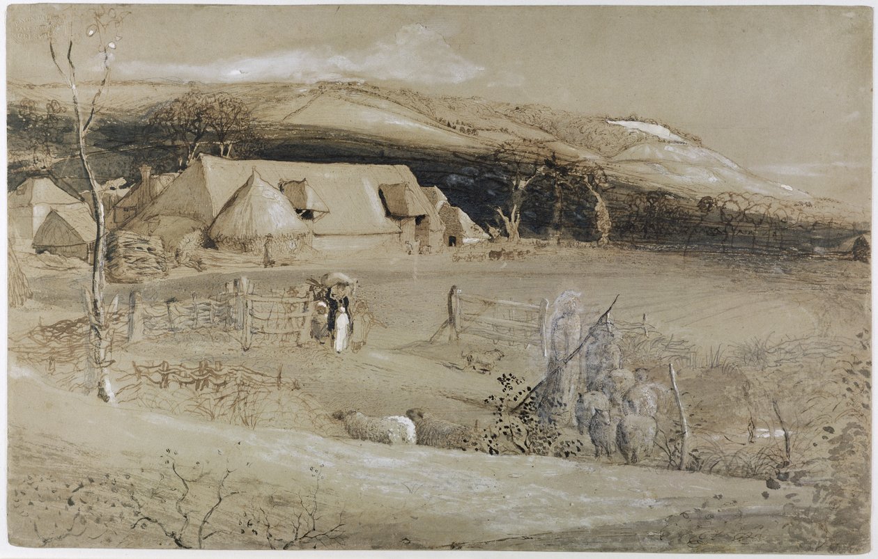 Dolina wizji (pędzel, tusz, akwarela i grafit na papierze) autorstwa Samuel Palmer