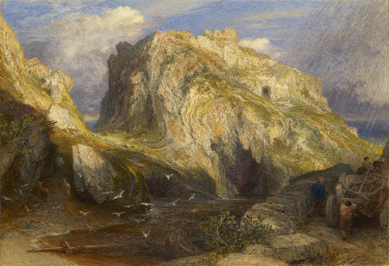 Zamek Tintagel, Zbliżający się deszcz, XIX w. autorstwa Samuel Palmer