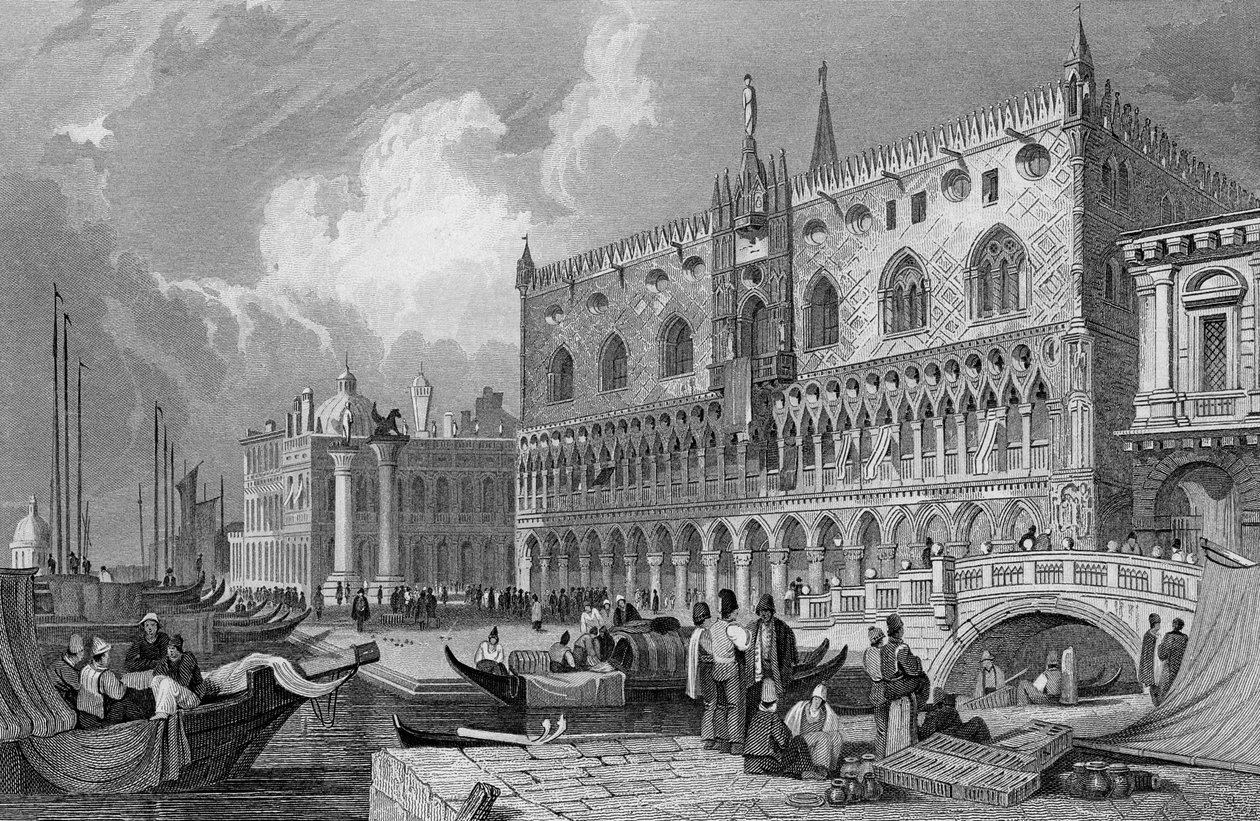 Canal Grande i Pałac Dożów, Wenecja, ryty przez Charlesa Westwooda, 1844 autorstwa Samuel Prout
