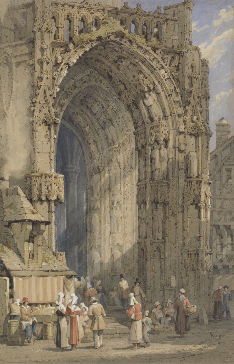 Ganek, Katedra w Reims, ok. 1840 (wc, gwasz i tusz na papierze) autorstwa Samuel Prout