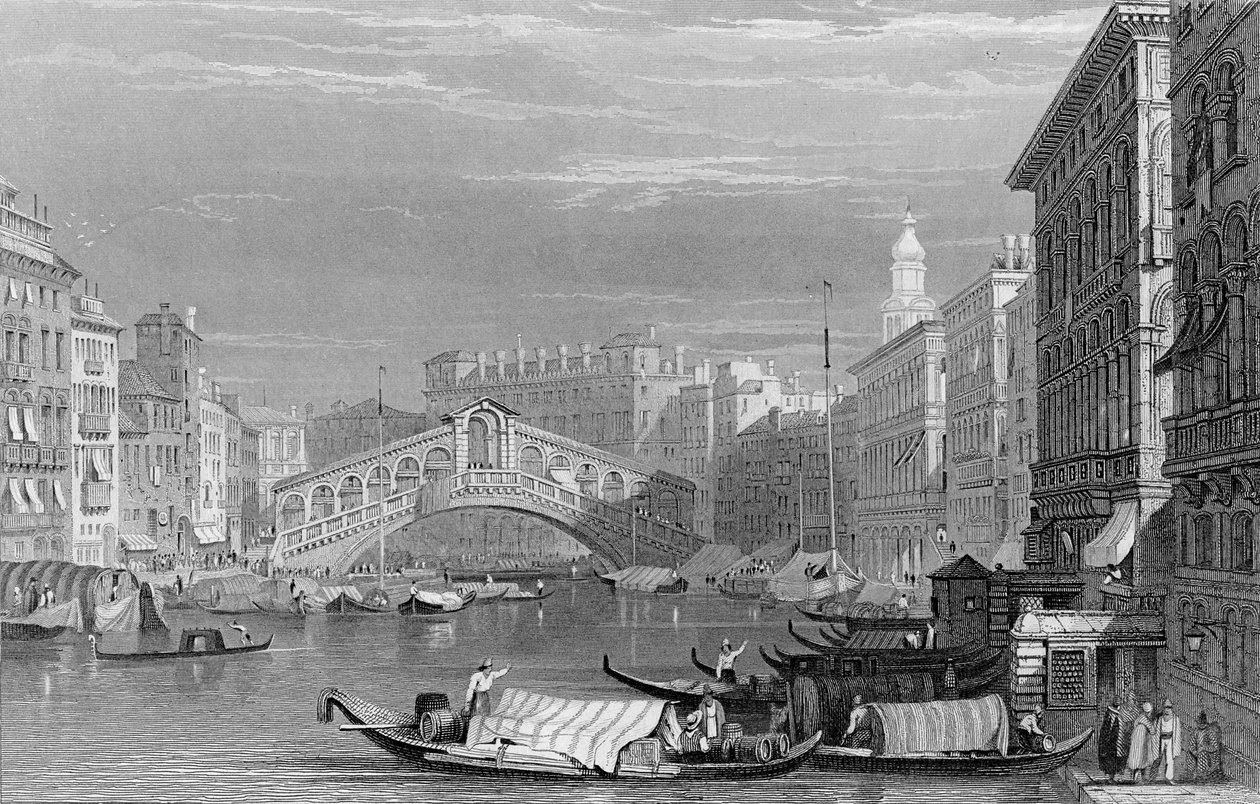 د ریالټو برج، وینس، د اډوارډ فائنډن لخوا نقاش شوی، c.1830 poli autorstwa Samuel Prout