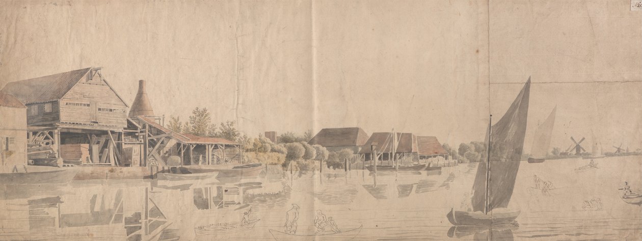 Wood Yard nad Tamizą w Nine Elms autorstwa Samuel Scott