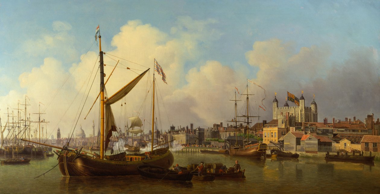 Tamiza i Tower of London podobno w urodziny króla autorstwa Samuel Scott