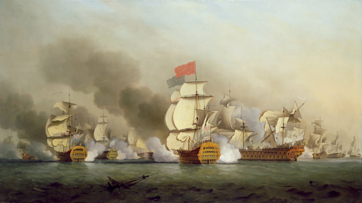 Wiceadmirał Sir George Anson (1697-1762) Victory off Cape Finisterre, 1749 olej na płótnie) autorstwa Samuel Scott