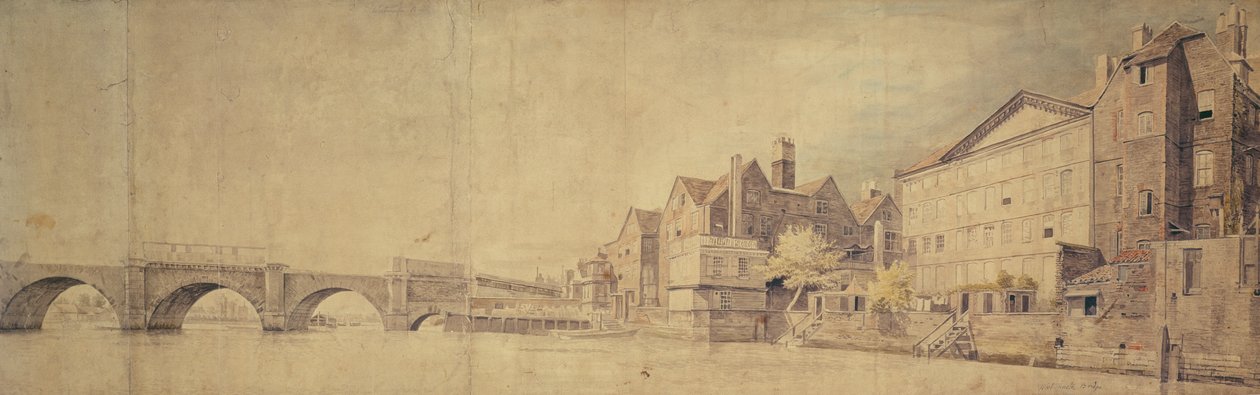Widok na most Westminster (wc na papierze) autorstwa Samuel Scott
