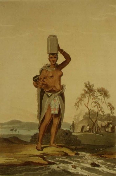 Afrykańska kobieta, tablica 17 z „Podróży do Cochinchina” Johna Barrowa (1764-1848) rytowana przez Thomasa Medlanda (1755-1823) 1806 (akwatinta) autorstwa Samuel (after) Daniell