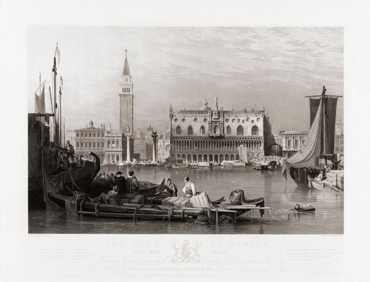 Pałac Dożów i Plac Świętego Marka, Wenecja autorstwa Samuel (after) Prout