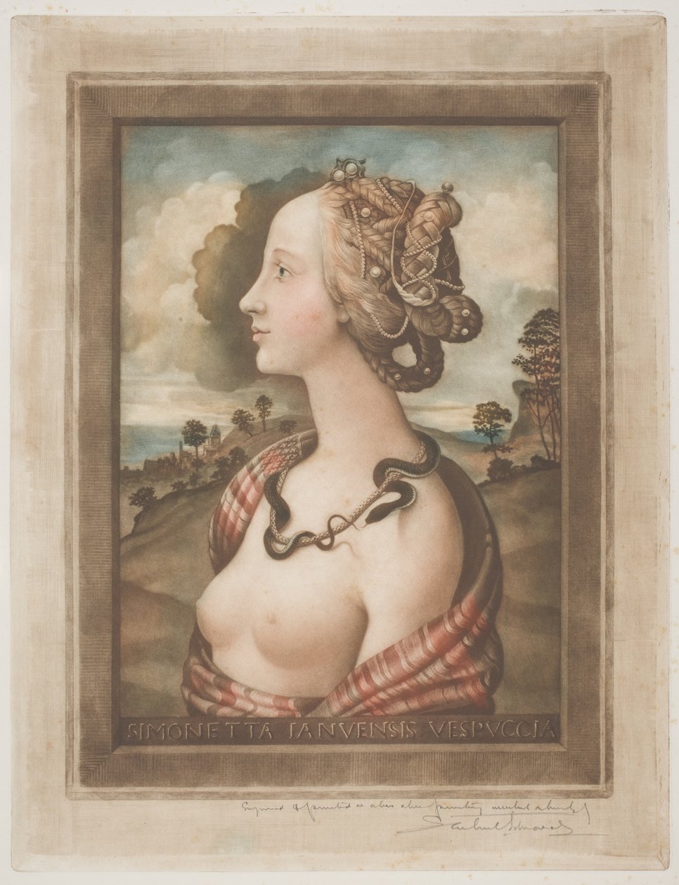 Simonetta Vespucci, ok. 1900 (kolor mezzotinta na kremowym papierze) autorstwa Samuel Arlent Edwards