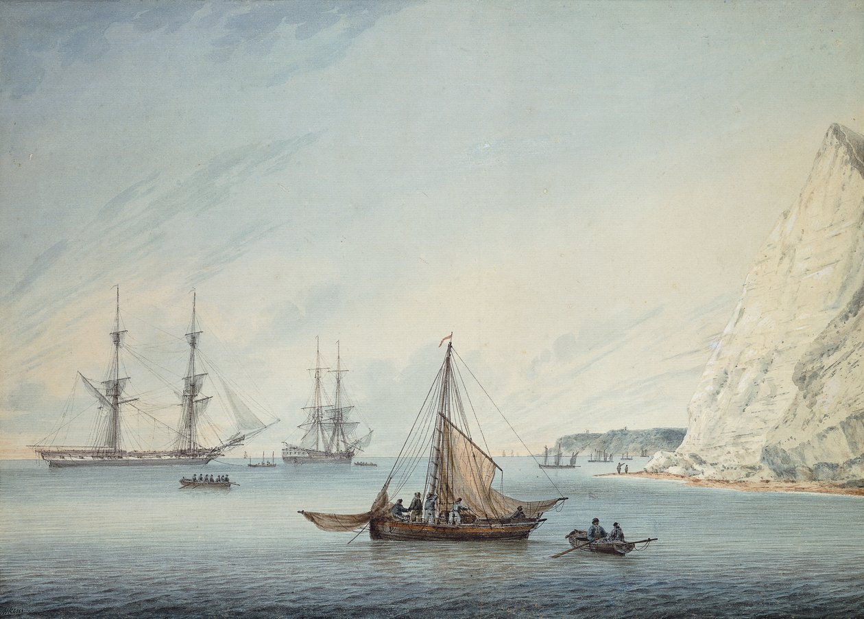 Wysyłka z Klifu Szekspira, 1806 r autorstwa Samuel Atkins