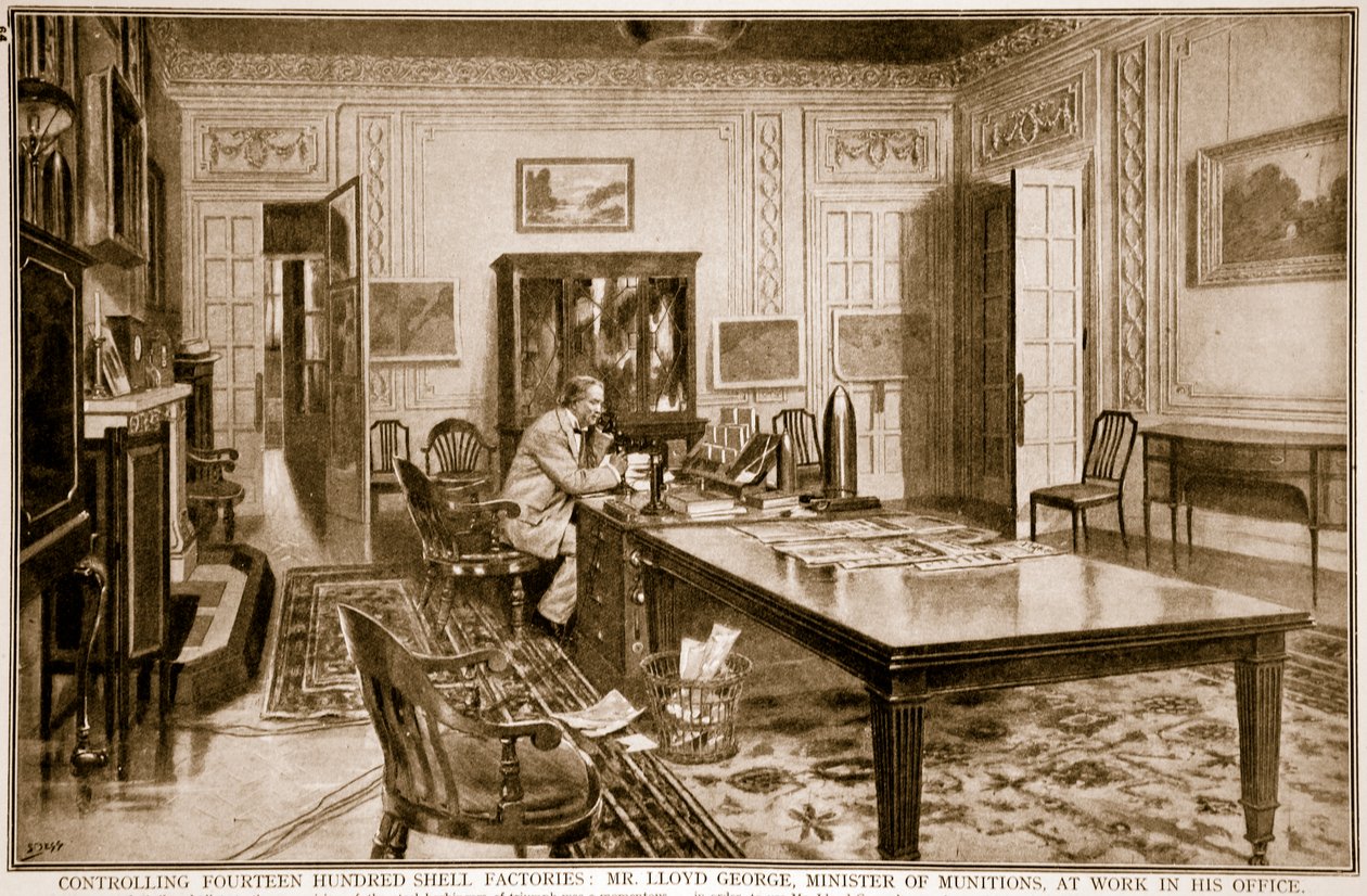 Kontrolowanie czternastu setek fabryk pocisków: Lloyd George, minister amunicji, przy pracy, 1914-19 autorstwa Samuel Begg
