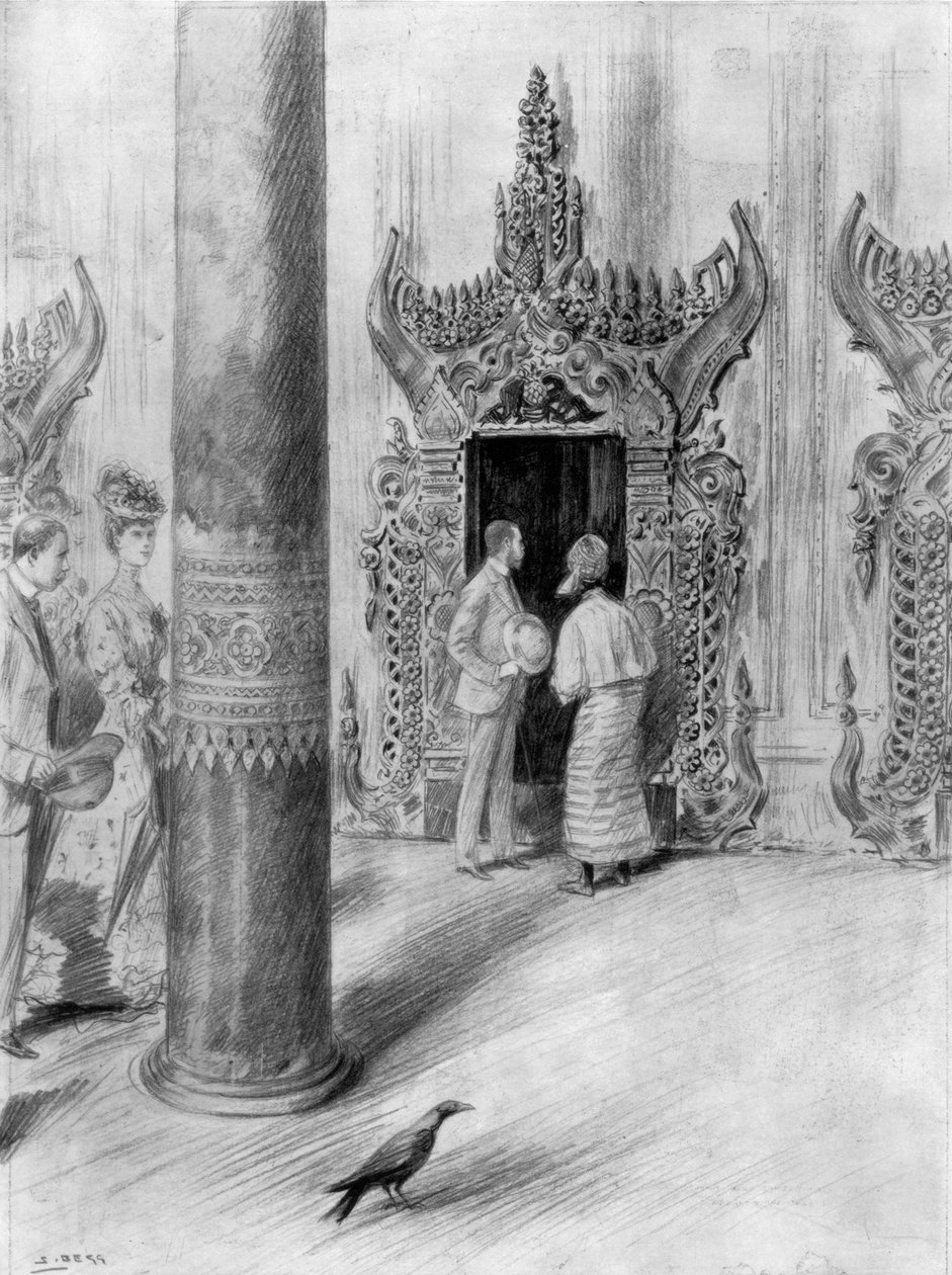 Książę i księżna Walii w pałacu króla Theebawsa, Mandalay, Birma, 1906 autorstwa Samuel Begg