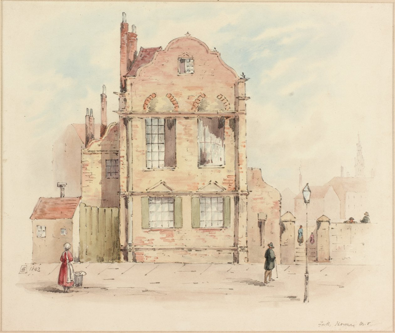 Forth House, Newcastle upon Tyne, 1843 (ołówek i wc na papierze) autorstwa Samuel Bilston