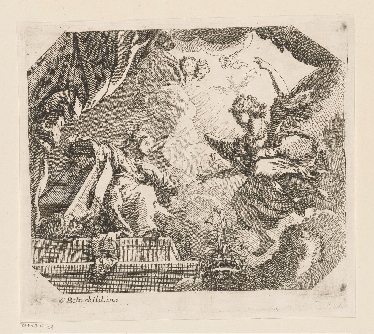 Zwiastowanie Maryi Różne projekty (tytuł serii) Opera Varia Historica, Poetica & Iconologica (tytuł serii) autorstwa Samuel Bottschild