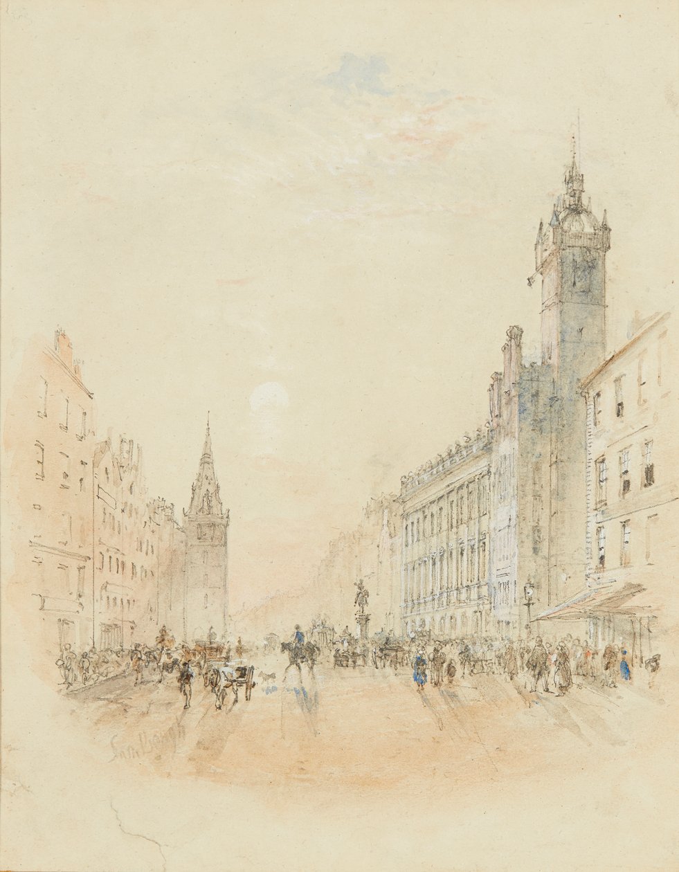 Trongate, Glasgow (ołówek i akwarela) autorstwa Samuel Bough