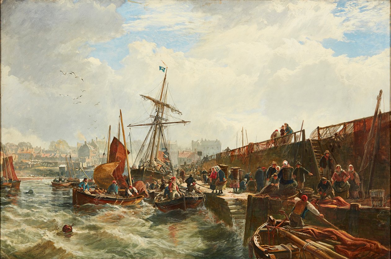 Rozładunek połowu, Newhaven autorstwa Samuel Bough
