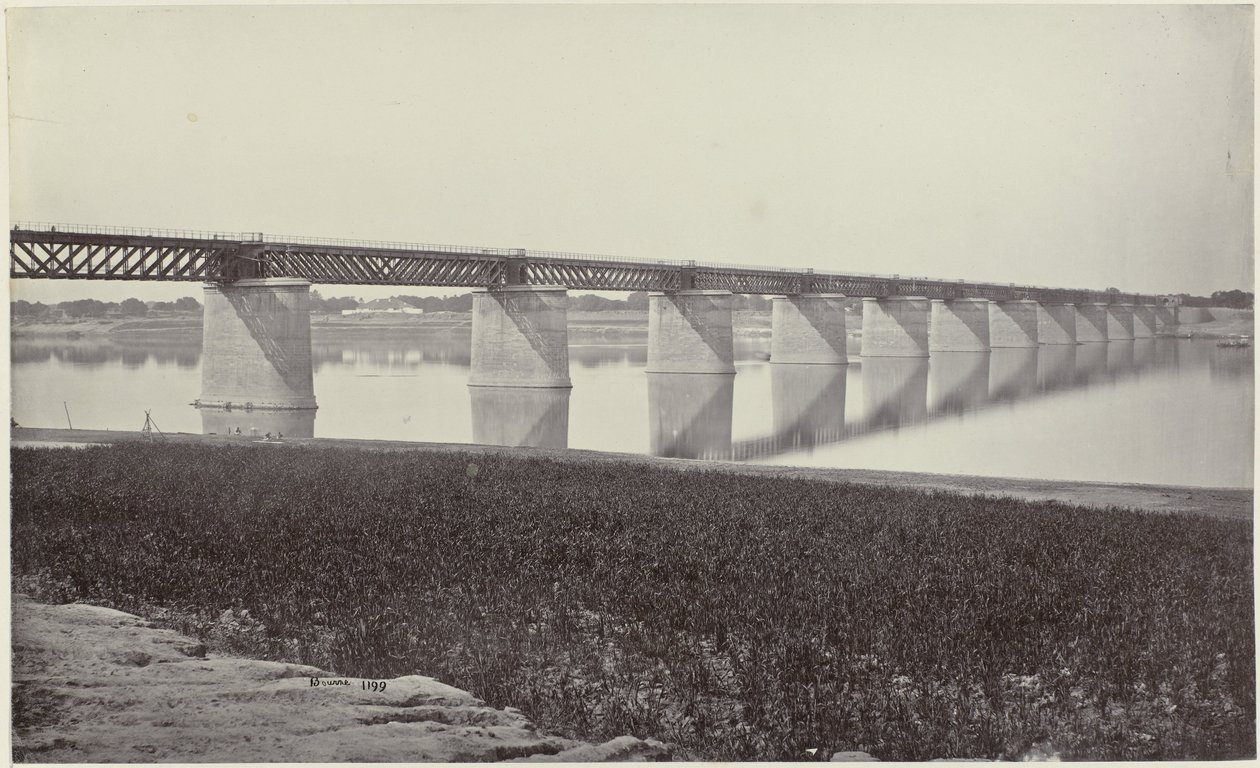 Spoorbrug nad de Yamuna bij Allahabad Most kolejowy przez Jumnę (tytuł oryginalny) autorstwa Samuel Bourne (signed by artist)
