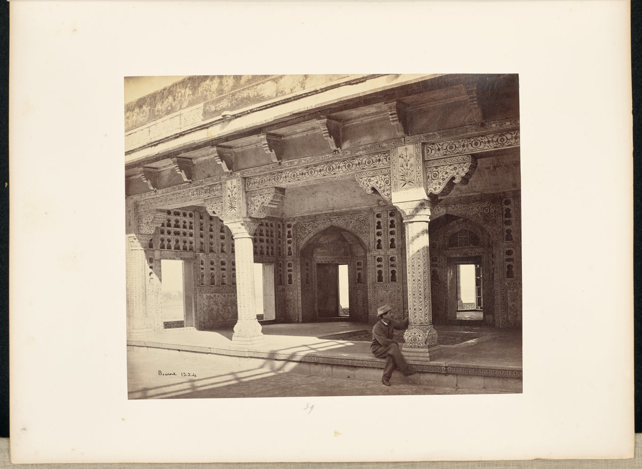 Agra; Fort, wnętrze Zenana, pokazujące mozaikę autorstwa Samuel Bourne