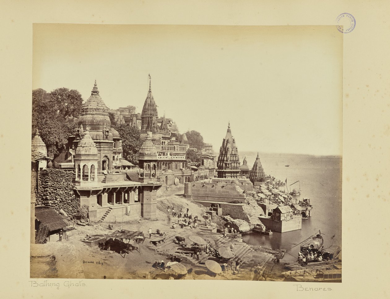 Benares - Ghat kremacyjny autorstwa Samuel Bourne
