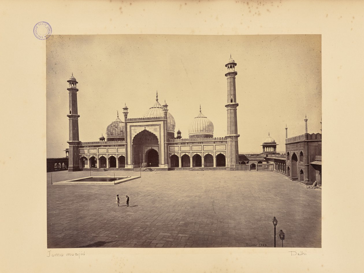 Delhi; Jumma Musjid, meczet i czworokątny dziedziniec autorstwa Samuel Bourne