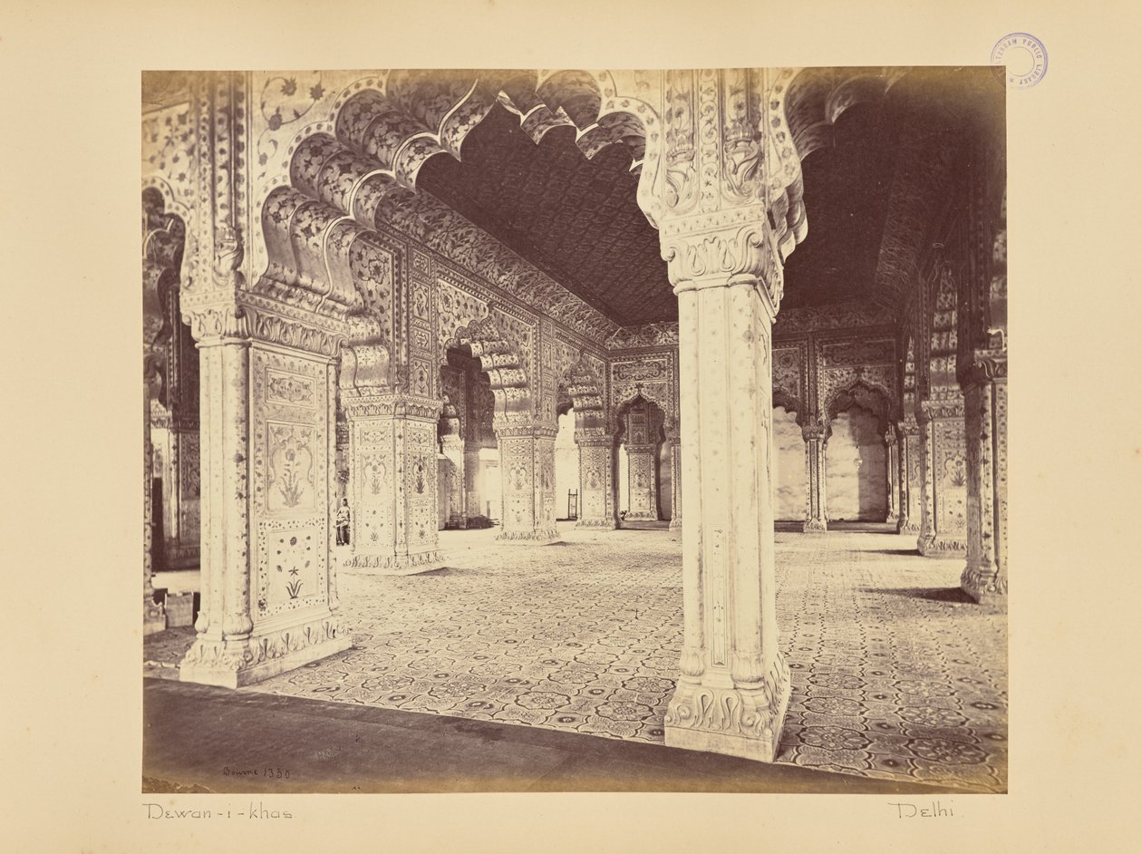 Delhi; pałac, wnętrze Dewan-i-Kass autorstwa Samuel Bourne
