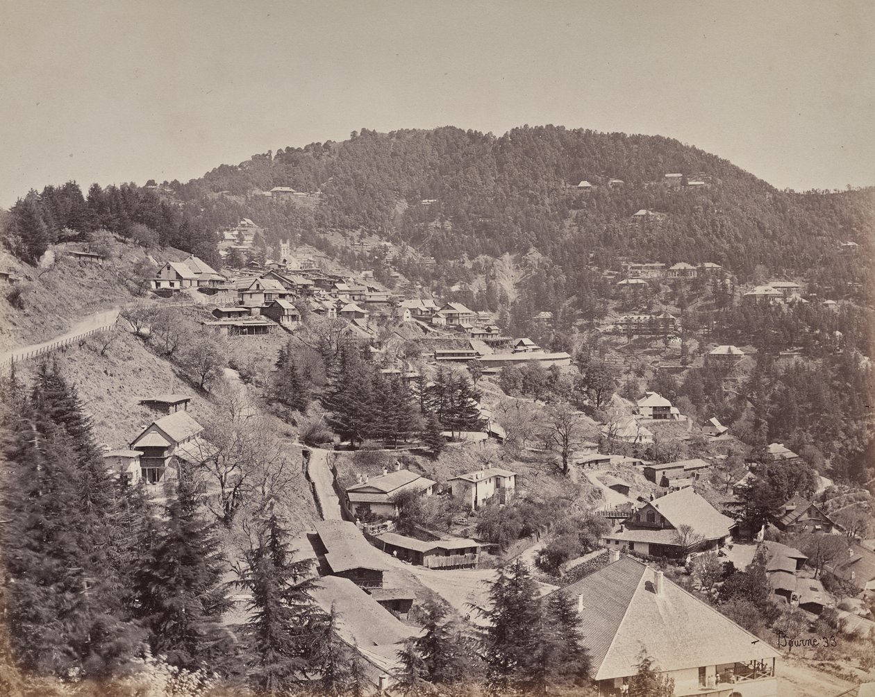 Shimla. Domy europejskich mieszkańców, widok na wschód autorstwa Samuel Bourne