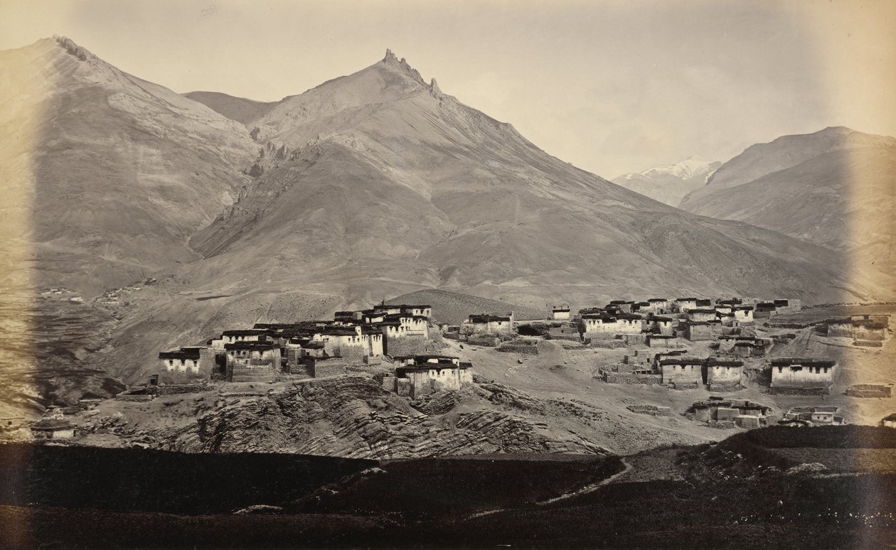 Wioska Kibber, Spiti, z Chikkim w oddali autorstwa Samuel Bourne
