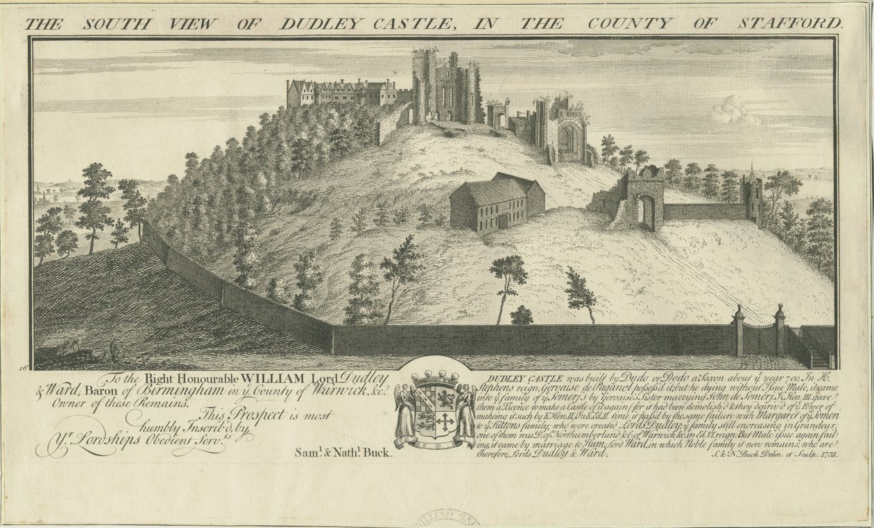 Zamek Dudley: grawerowanie, 1731 autorstwa Samuel Buck