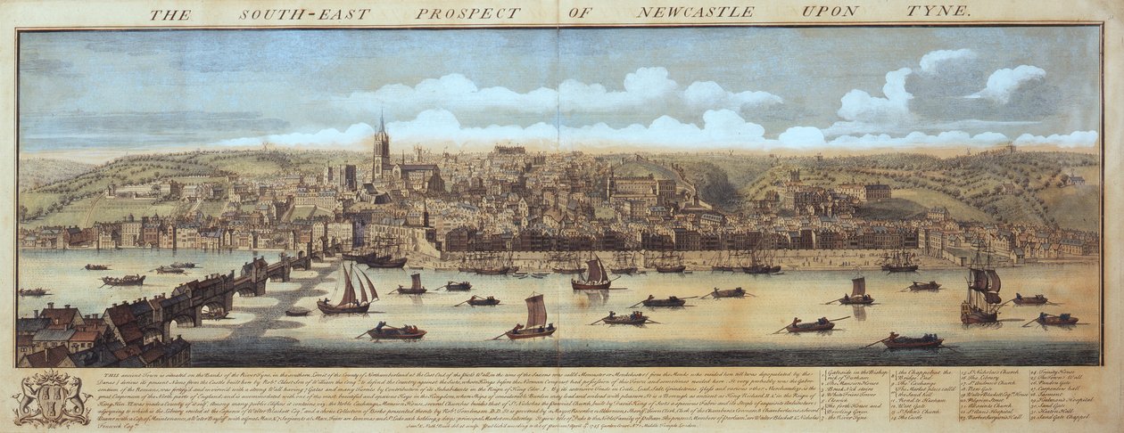 Południowo-wschodnia perspektywa Newcastle Upon Tyne autorstwa Samuel Buck