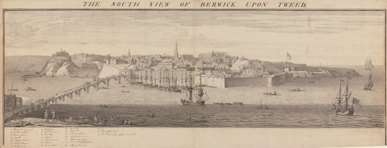 Południowy widok Berwick Upon Tweed autorstwa Samuel Buck
