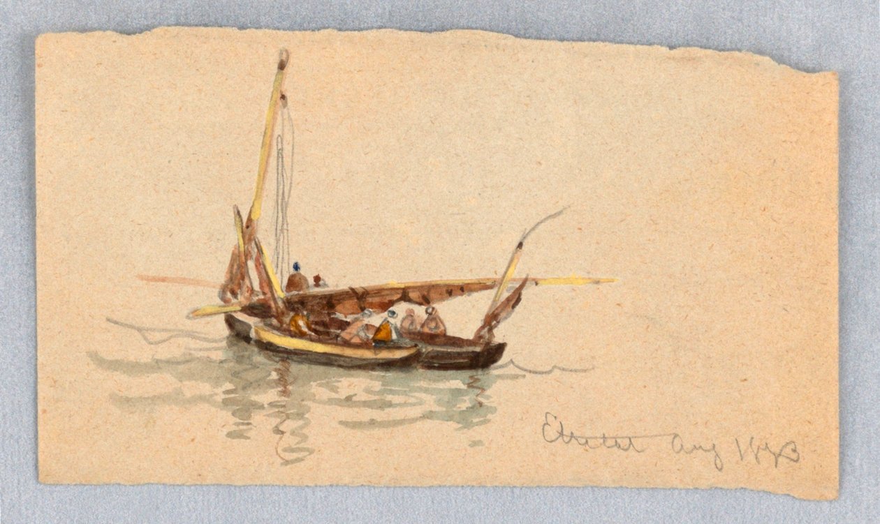 Łodzie w Étretat autorstwa Samuel Colman
