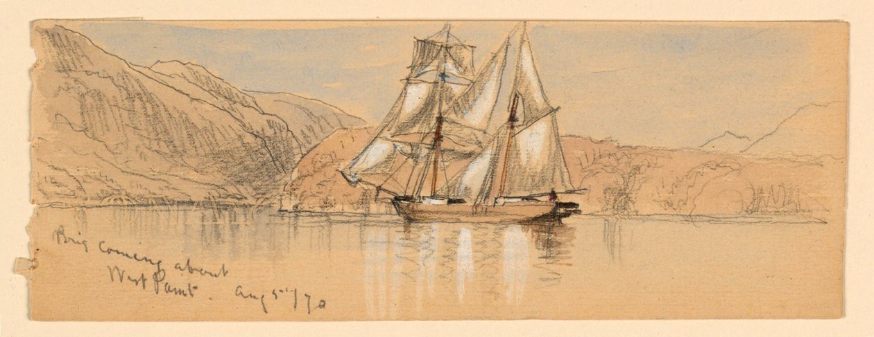 Nadchodzi bryg, West Point autorstwa Samuel Colman