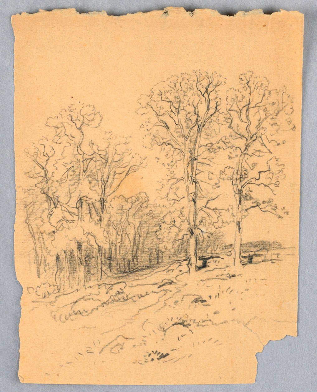 Rysunek, Szkic krajobrazu z pagórkowatą wiejską drogą, ok. 1881 r. autorstwa Samuel Colman