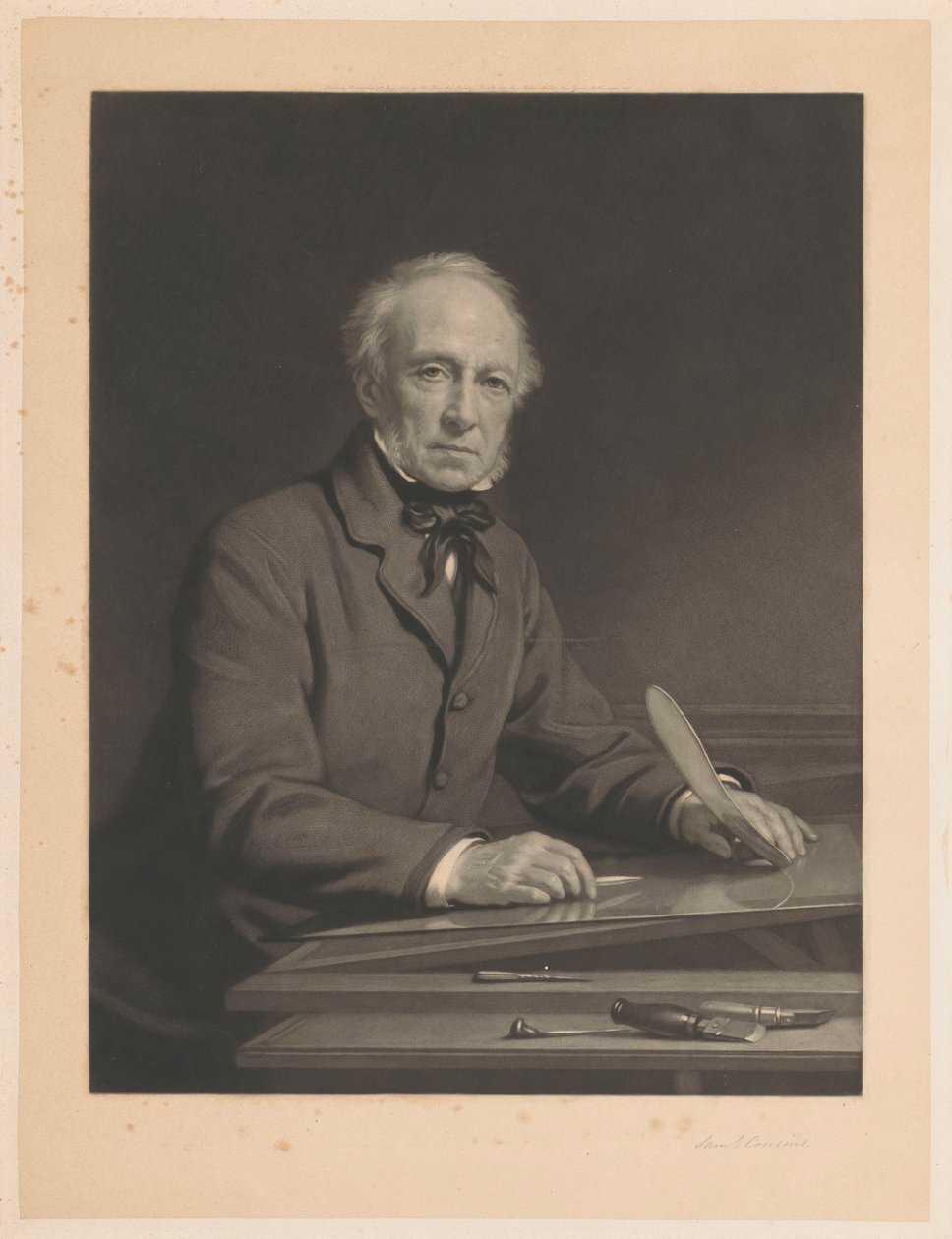 Portret Samuela Cousinsa pracującego nad odbitką autorstwa Samuel Cousins (signed by artist)