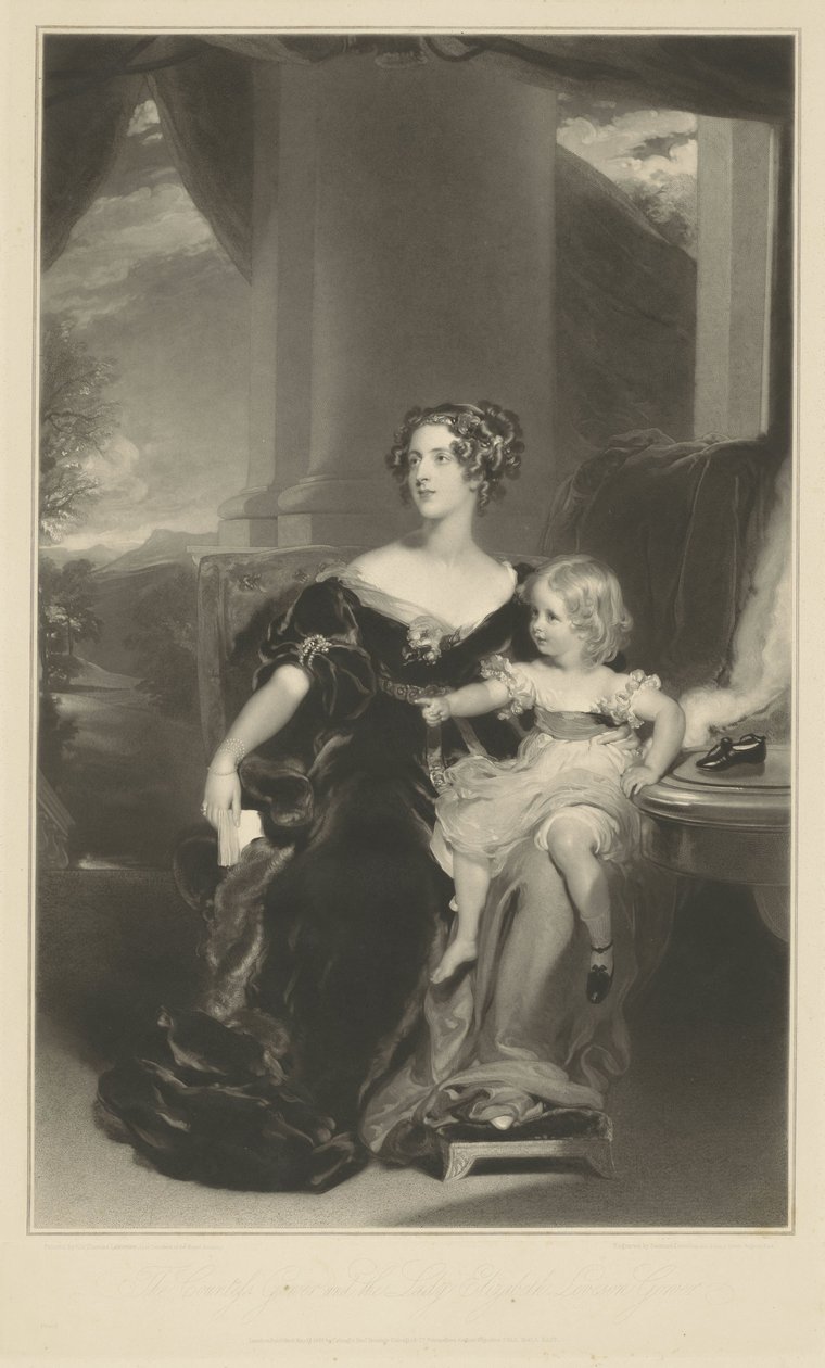 Portret Harriet, hrabiny Gower i jej córki autorstwa Samuel Cousins