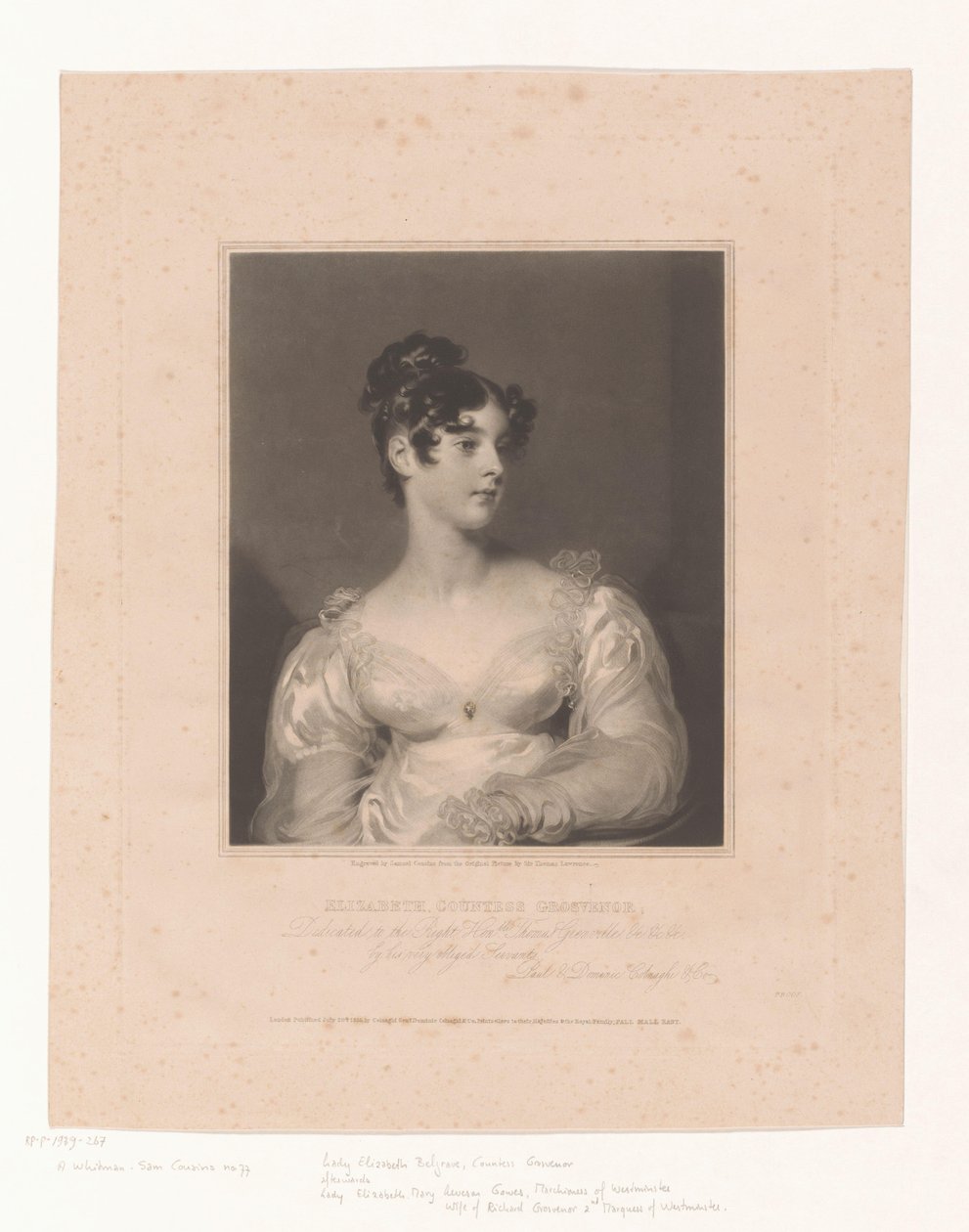 Portret van Elizabeth Leveson-Gower Elżbieta Hrabina Grovenor (tytuł na obiekcie) autorstwa Samuel Cousins