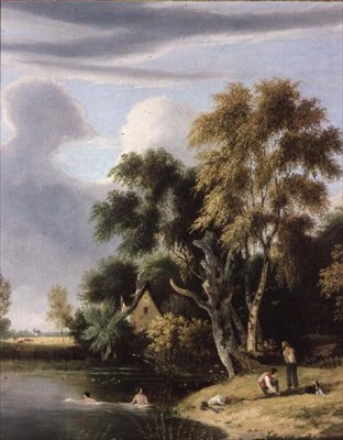 Chłopcy kąpiący się w strumieniu autorstwa Samuel David Colkett
