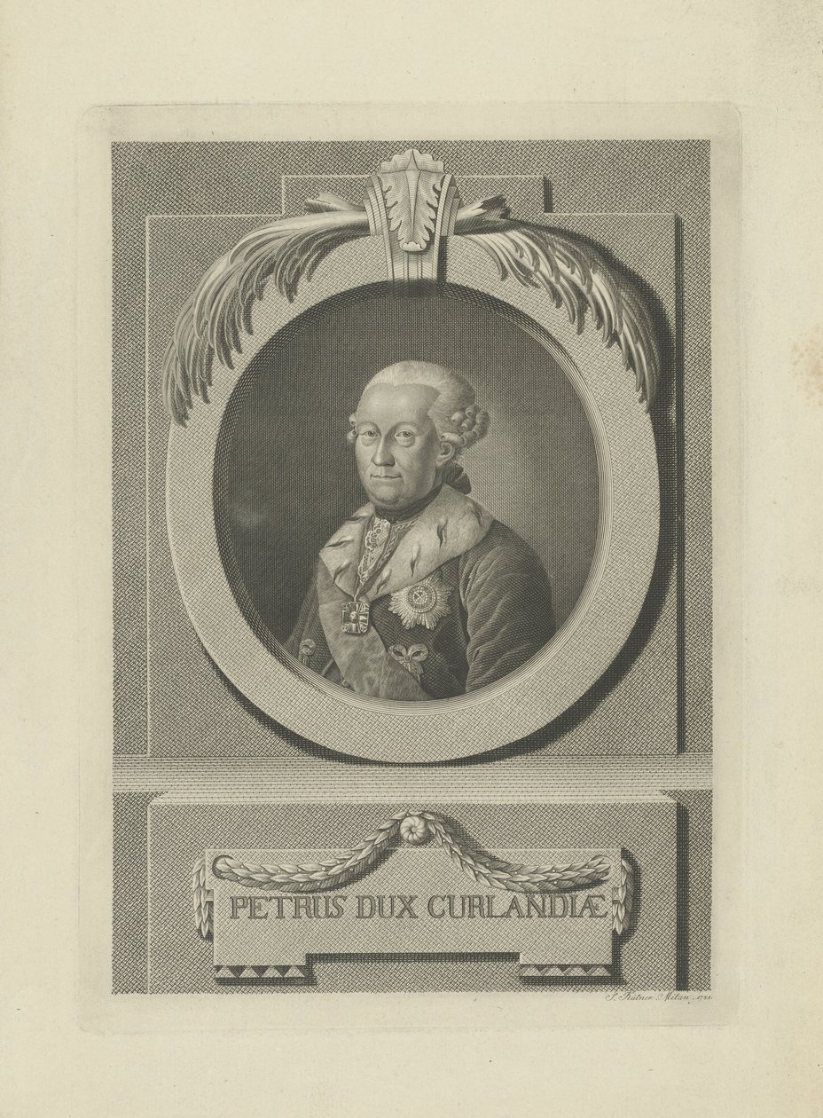 Peter von Biron 1724-1800, książę Kurlandii i Semigalii, 1781. autorstwa Samuel Gottlieb Kuetner