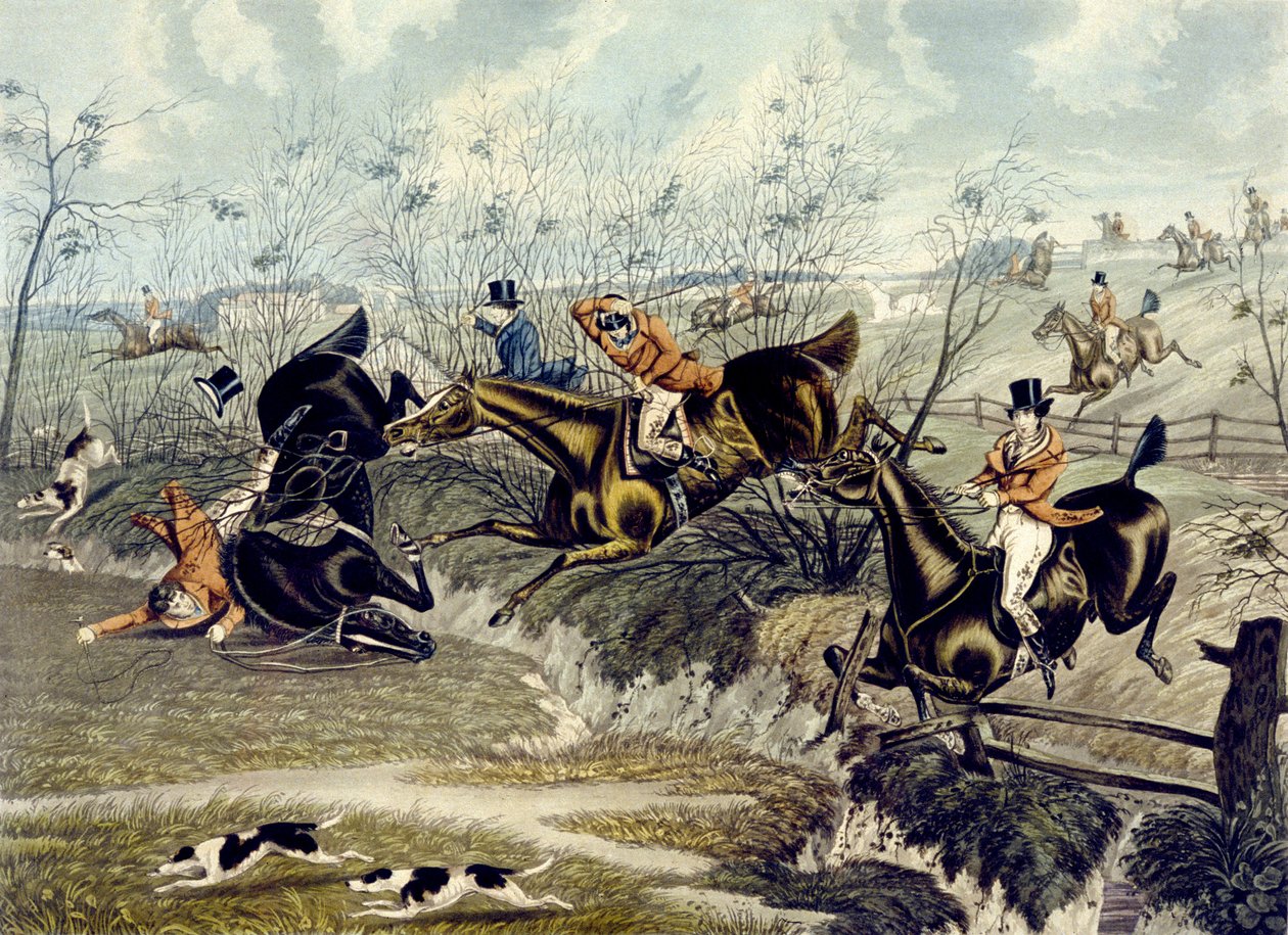The Grand Leicestershire Fox Hunt, płyta 3, grawerowane przez Charlesa Hunta (kolor lito) autorstwa Samuel Henry (after) Alken
