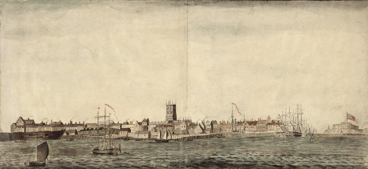 Widok Kingston upon Hull z południowego wschodu (pióro, tusz i akwarela na papierze) autorstwa Samuel Heywood